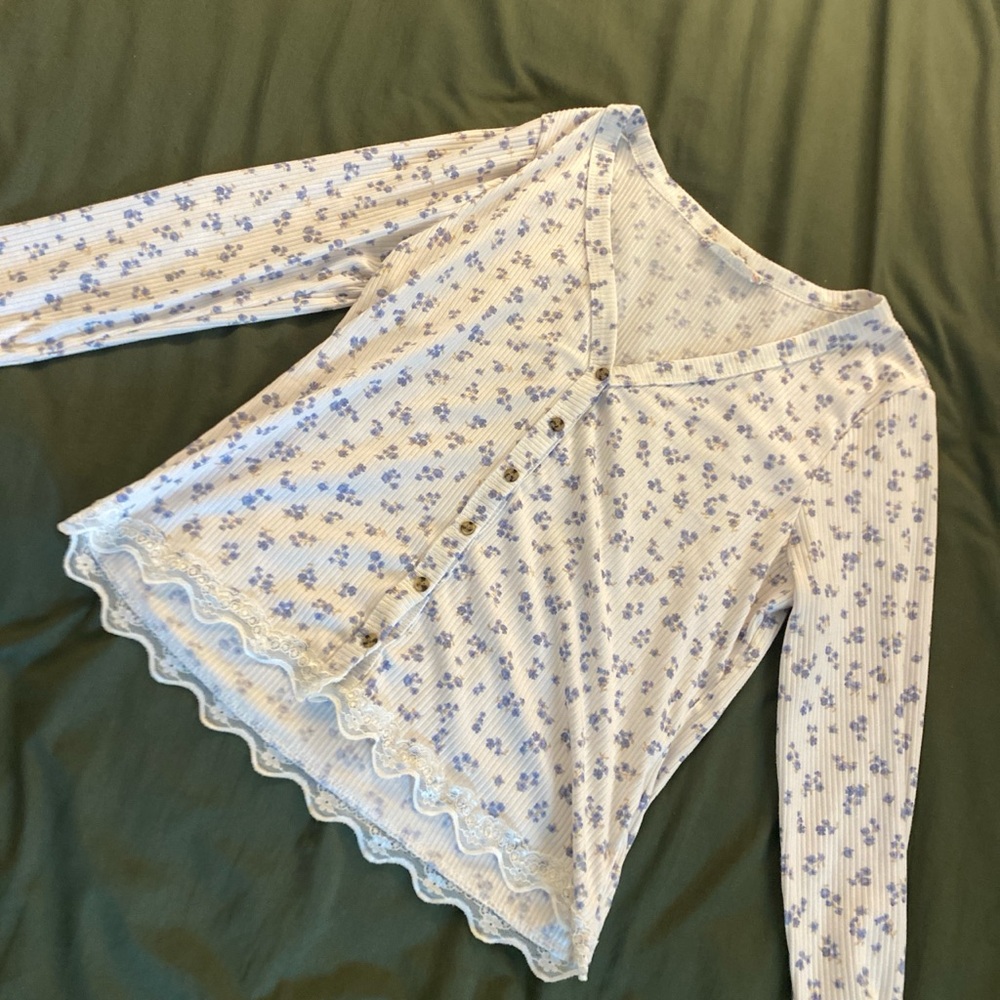 Pink Rose White and Purple Floral Button Down Shirt